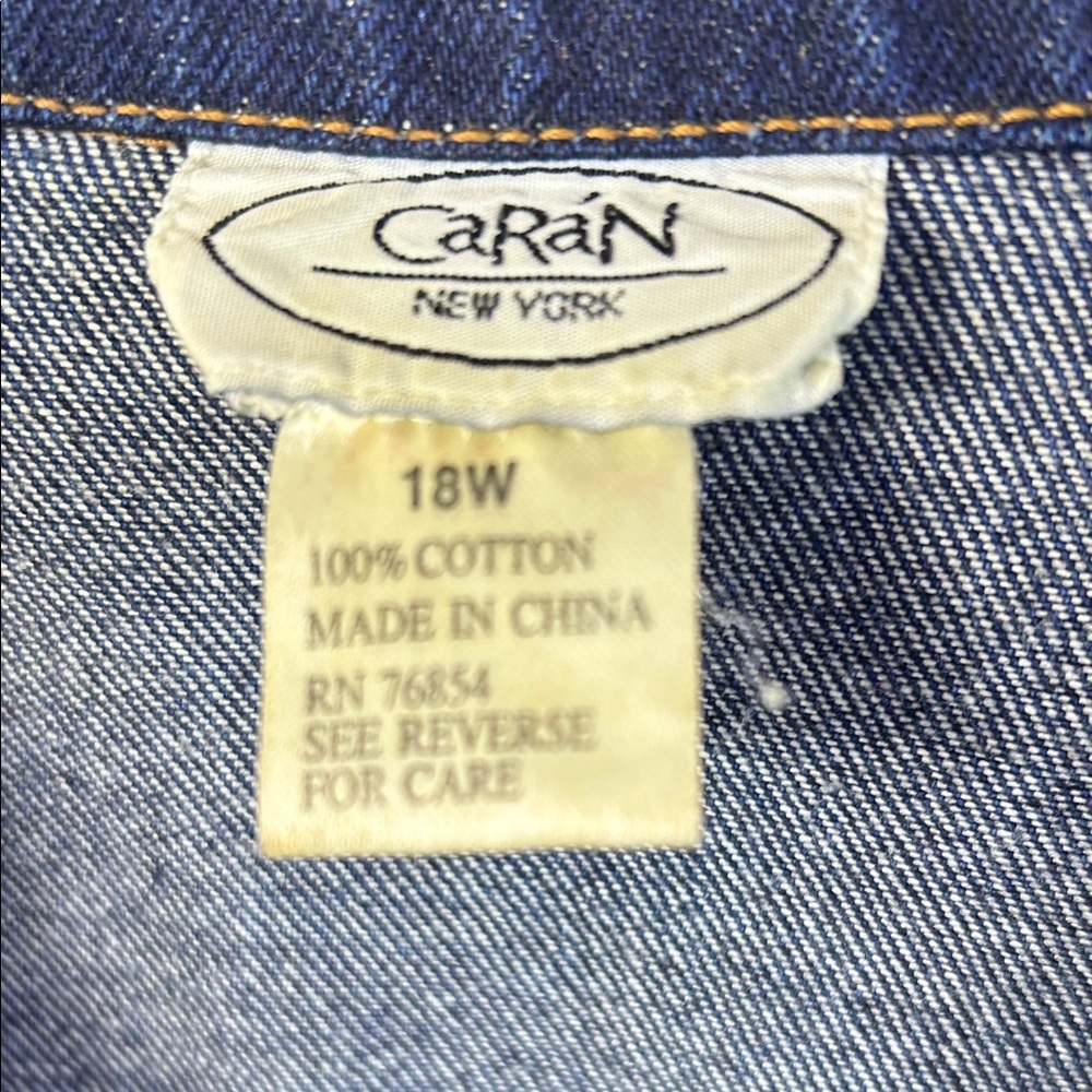 Caran Women's Blue Denim Jean Jacket Size 18 excellent condition dark blue - Picture 2 of 5